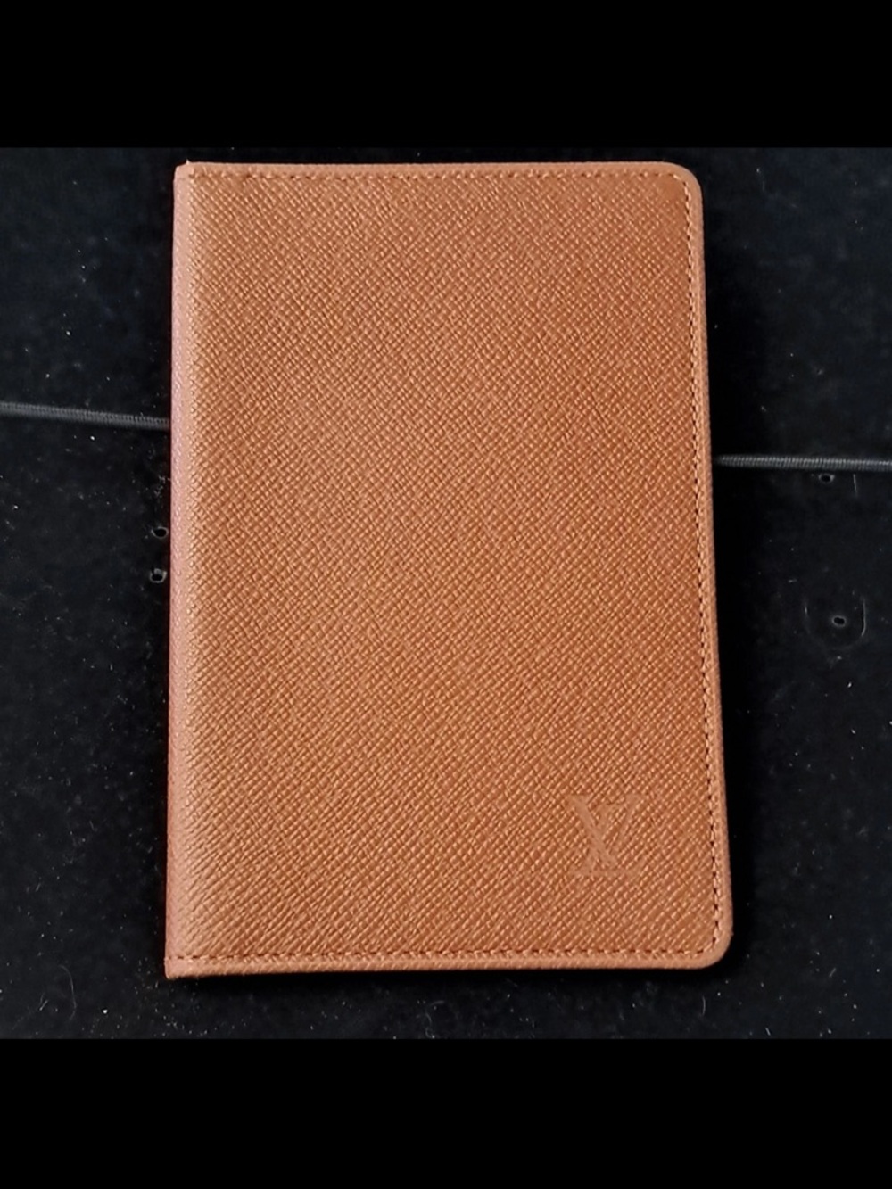 Louis Vuitton Brown Textured Leather ID Card Holder Passport Wallet unisex